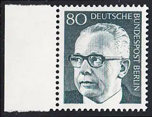 BERLIN 1970 Michel-Nummer 367 postfrisch EINZELMARKE RAND links - Bundespräsident Dr. Gustav Heinemann