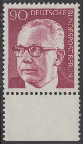 BERLIN 1970 Michel-Nummer 368 postfrisch EINZELMARKE RAND unten - Bundespräsident Dr. Gustav Heinemann