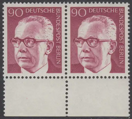 BERLIN 1970 Michel-Nummer 368 postfrisch horiz.PAAR RAND unten - Bundespräsident Dr. Gustav Heinemann