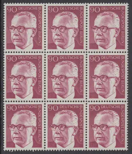 BERLIN 1970 Michel-Nummer 368 postfrisch BLOCK(9) - Bundespräsident Dr. Gustav Heinemann