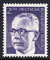 BERLIN 1970 Michel-Nummer 370 postfrisch EINZELMARKE - Bundespräsident Dr. Gustav Heinemann