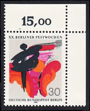 BERLIN 1970 Michel-Nummer 372 postfrisch EINZELMARKE ECKRAND oben rechts - Berliner Festwochen