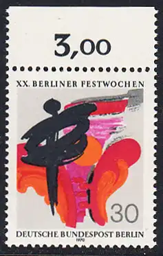 BERLIN 1970 Michel-Nummer 372 postfrisch EINZELMARKE RAND oben (a) - Berliner Festwochen