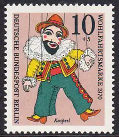 BERLIN 1970 Michel-Nummer 373 postfrisch EINZELMARKE - Marionetten: Kasperl