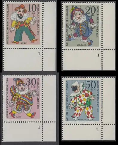 BERLIN 1970 Michel-Nummer 373-376 postfrisch SATZ(4) EINZELMARKEN ECKRÄNDER unten rechts - Marionetten