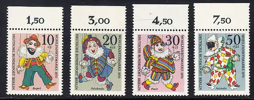 BERLIN 1970 Michel-Nummer 373-376 postfrisch SATZ(4) EINZELMARKEN RÄNDER oben (d) - Marionetten