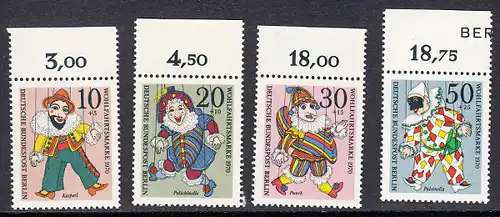 BERLIN 1970 Michel-Nummer 373-376 postfrisch SATZ(4) EINZELMARKEN RÄNDER oben (a) - Marionetten