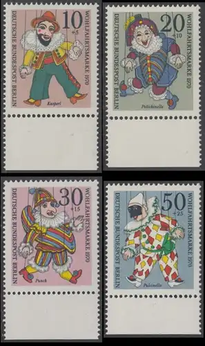 BERLIN 1970 Michel-Nummer 373-376 postfrisch SATZ(4) EINZELMARKEN RÄNDER unten - Marionetten