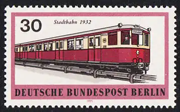 BERLIN 1971 Michel-Nummer 382 postfrisch EINZELMARKE - Berliner Verkehrsmittel: Schienenfahrzeuge, U-Bahn