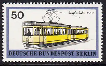 BERLIN 1971 Michel-Nummer 383 postfrisch EINZELMARKE - Berliner Verkehrsmittel: Schienenfahrzeuge, Straßenbahn