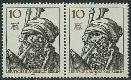 BERLIN 1971 Michel-Nummer 390 postfrisch horiz.PAAR - Albrecht Dürer, Maler und Grafiker