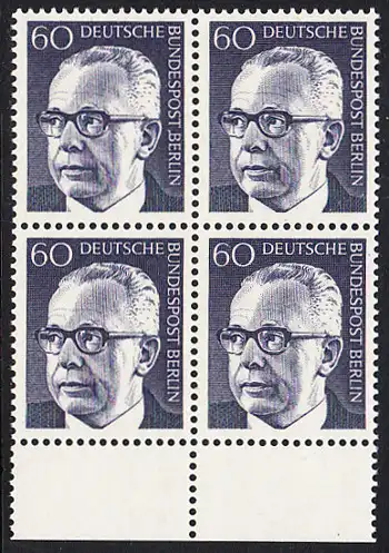 BERLIN 1971 Michel-Nummer 394 postfrisch BLOCK RÄNDER unten - Bundespräsident Dr. Gustav Heinemann