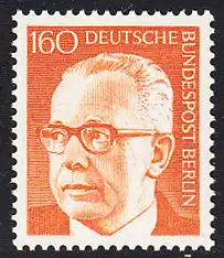 BERLIN 1971 Michel-Nummer 396 postfrisch EINZELMARKE - Bundespräsident Dr. Gustav Heinemann