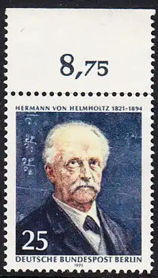 BERLIN 1971 Michel-Nummer 401 postfrisch EINZELMARKE RAND oben (e) - Hermann von Helmholtz, Physiker