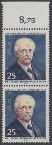 BERLIN 1971 Michel-Nummer 401 postfrisch vert.PAAR RAND oben (a02) - Hermann von Helmholtz, Physiker