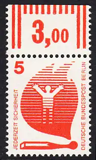 BERLIN 1971 Michel-Nummer 402 postfrisch EINZELMARKE RAND oben (e) - Unfallverhütung: Brand durch Streichholz