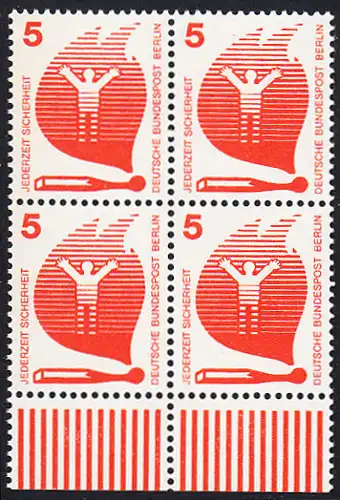 BERLIN 1971 Michel-Nummer 402 postfrisch BLOCK RÄNDER unten - Unfallverhütung: Brand durch Streichholz