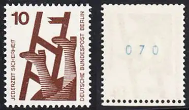 BERLIN 1971 Michel-Nummer 403 postfrisch EINZELMARKE m/ rücks.Rollennummer 070_blue - Unfallverhütung: Defekte Leiter