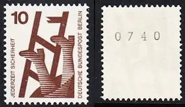 BERLIN 1971 Michel-Nummer 403 postfrisch EINZELMARKE m/ rücks.Rollennummer 0740 - Unfallverhütung: Defekte Leiter