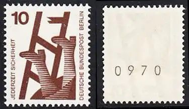 BERLIN 1971 Michel-Nummer 403 postfrisch EINZELMARKE m/ rücks.Rollennummer 0970 - Unfallverhütung: Defekte Leiter