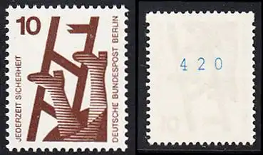 BERLIN 1971 Michel-Nummer 403 postfrisch EINZELMARKE m/ rücks.Rollennummer 420_blue - Unfallverhütung: Defekte Leiter