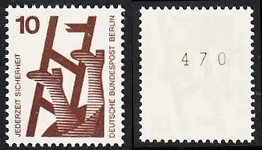 BERLIN 1971 Michel-Nummer 403 postfrisch EINZELMARKE m/ rücks.Rollennummer 470 - Unfallverhütung: Defekte Leiter
