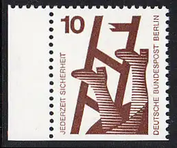 BERLIN 1971 Michel-Nummer 403D postfrisch EINZELMARKE RAND links (b) - Unfallverhütung: Defekte Leiter