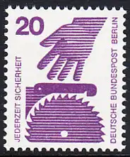 BERLIN 1971 Michel-Nummer 404 postfrisch EINZELMARKE - Unfallverhütung: Kreissäge