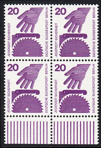 BERLIN 1971 Michel-Nummer 404 postfrisch BLOCK RÄNDER unten - Unfallverhütung: Kreissäge