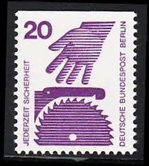 BERLIN 1971 Michel-Nummer 404C postfrisch EINZELMARKE - Unfallverhütung: Kreissäge