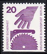 BERLIN 1971 Michel-Nummer 404D postfrisch EINZELMARKE - Unfallverhütung: Kreissäge
