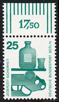 BERLIN 1971 Michel-Nummer 405 postfrisch EINZELMARKE RAND oben (d) - Unfallverhütung: Alkohol am Steuer