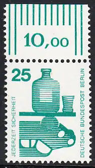 BERLIN 1971 Michel-Nummer 405 postfrisch EINZELMARKE RAND oben (b) - Unfallverhütung: Alkohol am Steuer