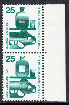 BERLIN 1971 Michel-Nummer 405 postfrisch vert.PAAR RAND rechts - Unfallverhütung: Alkohol am Steuer