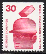 BERLIN 1971 Michel-Nummer 406C postfrisch EINZELMARKE - Unfallverhütung: Schutzhelm