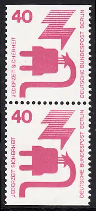 BERLIN 1971 Michel-Nummer 407CD postfrisch vert.PAAR - Unfallverhütung: Defekter Stecker