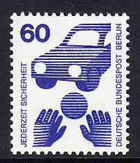 BERLIN 1971 Michel-Nummer 409 postfrisch EINZELMARKE - Unfallverhütung: Verkehrssicherheit, Ball vor Auto