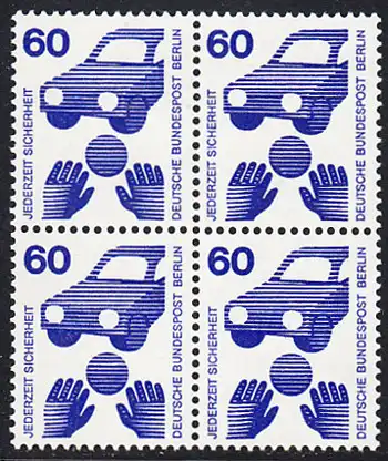 BERLIN 1971 Michel-Nummer 409 postfrisch BLOCK - Unfallverhütung: Verkehrssicherheit, Ball vor Auto