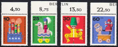 BERLIN 1971 Michel-Nummer 412-415 postfrisch SATZ(4) EINZELMARKEN RÄNDER oben (d) - Altes Holzspielzeug