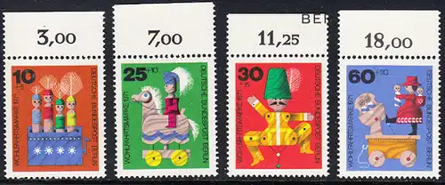 BERLIN 1971 Michel-Nummer 412-415 postfrisch SATZ(4) EINZELMARKEN RÄNDER oben (m) - Altes Holzspielzeug