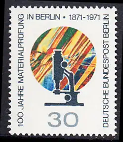 BERLIN 1971 Michel-Nummer 416 postfrisch EINZELMARKE - Materialprüfung in Berlin 