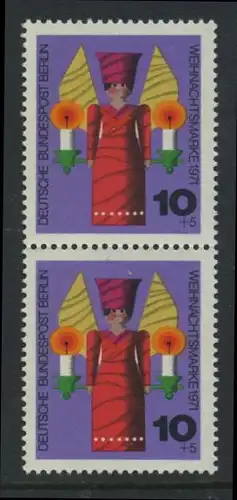 BERLIN 1971 Michel-Nummer 417 postfrisch vert.PAAR - Weihnachten, Holzgedrechselter Weihnachtsengel