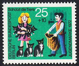BERLIN 1972 Michel-Nummer 419 postfrisch EINZELMARKE - Tierschutz