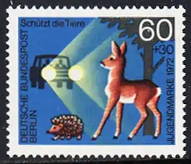 BERLIN 1972 Michel-Nummer 421 postfrisch EINZELMARKE - Tierschutz