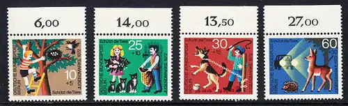 BERLIN 1972 Michel-Nummer 418-421 postfrisch SATZ(4) EINZELMARKEN RÄNDER oben (c) - Tierschutz
