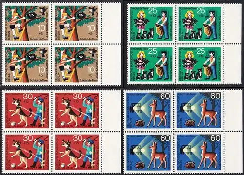 BERLIN 1972 Michel-Nummer 418-421 postfrisch SATZ(4) BLÖCKE RÄNDER rechts - Tierschutz