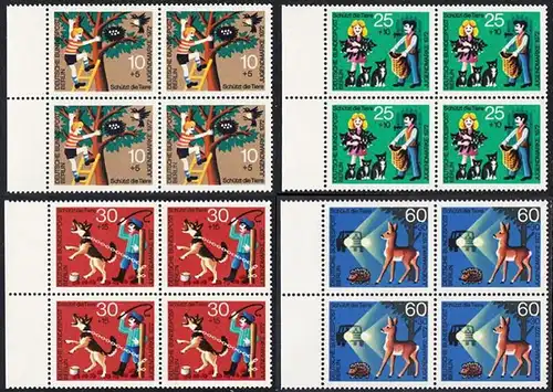 BERLIN 1972 Michel-Nummer 418-421 postfrisch SATZ(4) BLÖCKE RÄNDER links - Tierschutz