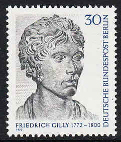 BERLIN 1972 Michel-Nummer 422 postfrisch EINZELMARKE - Friedrich Gilly, Baumeister