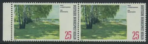 BERLIN 1972 Michel-Nummer 424 postfrisch horiz.PAAR RAND links - Gemälde: Berliner Landschaften - Am Wanrisee