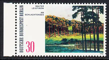 BERLIN 1972 Michel-Nummer 425 postfrisch EINZELMARKE RAND links (a) - Gemälde: Berliner Landschaften - Am Schlachtensee